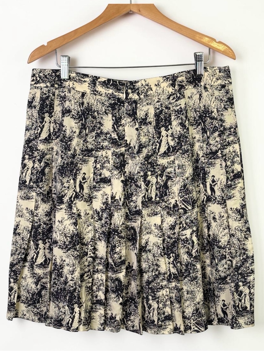 NWT J.Crew Pleated Toile Midi Skirt Drapey Viscose Twill Cream Black Size 14 - Picture 4 of 10